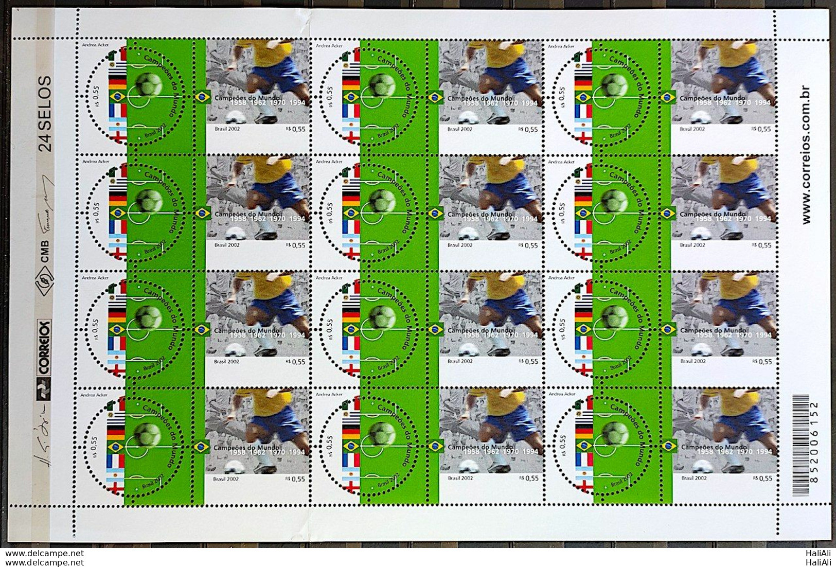 C 2449 Brazil Stamp Football Flag Italy Uruguay Germany France Argentina England 2002 Sheet - Ungebraucht