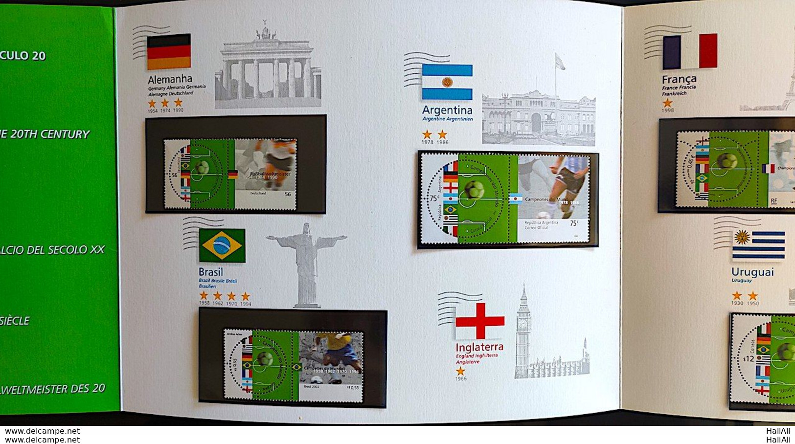 Brazil Stamp Package Football World Champions Uruguay France Argentina Germany England 2002 - Autres & Non Classés