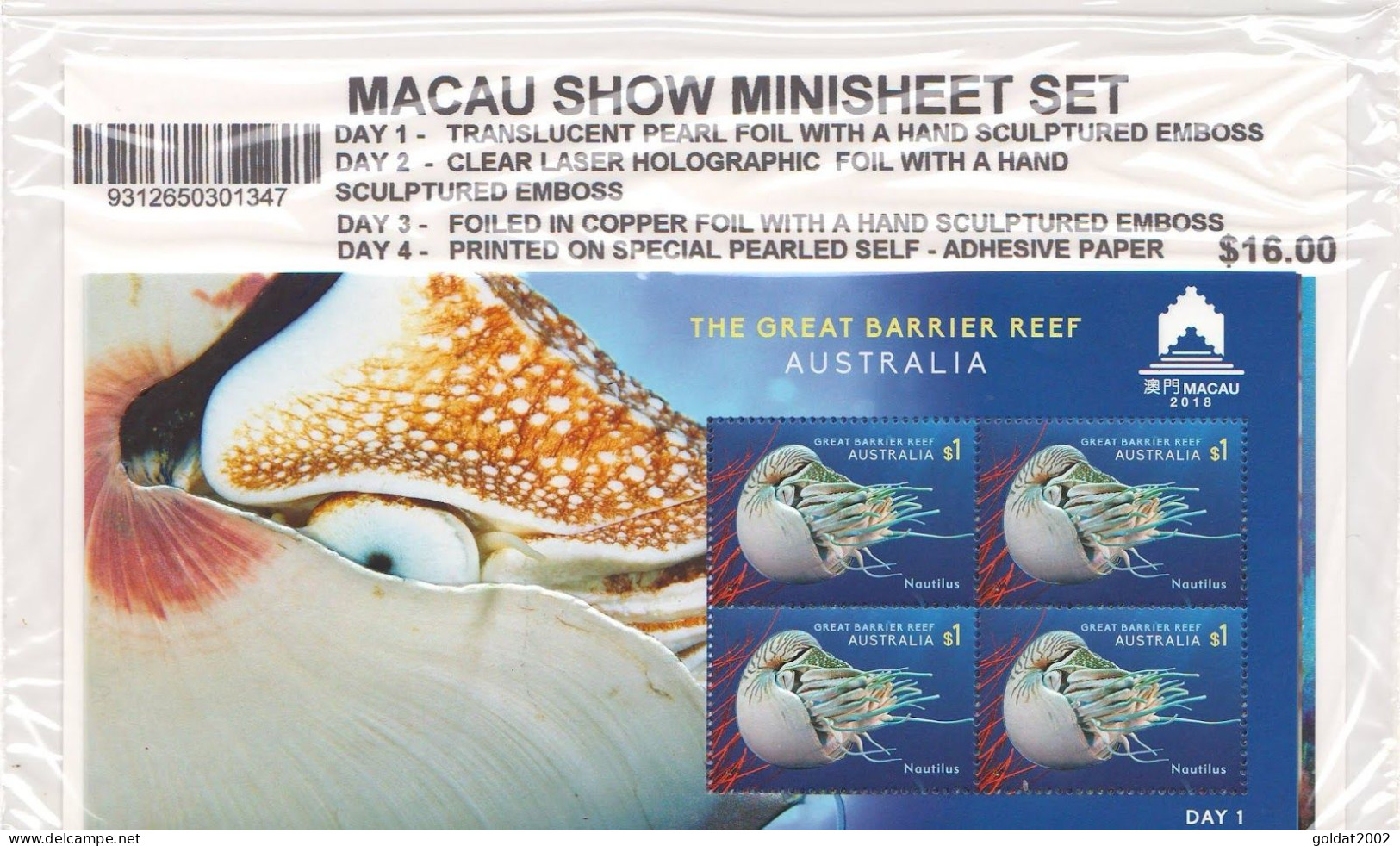 Australia 2018, The Great Barrier Reef, Multi-Sensory Stamps Sets , Unusual . - Feuilles, Planches  Et Multiples