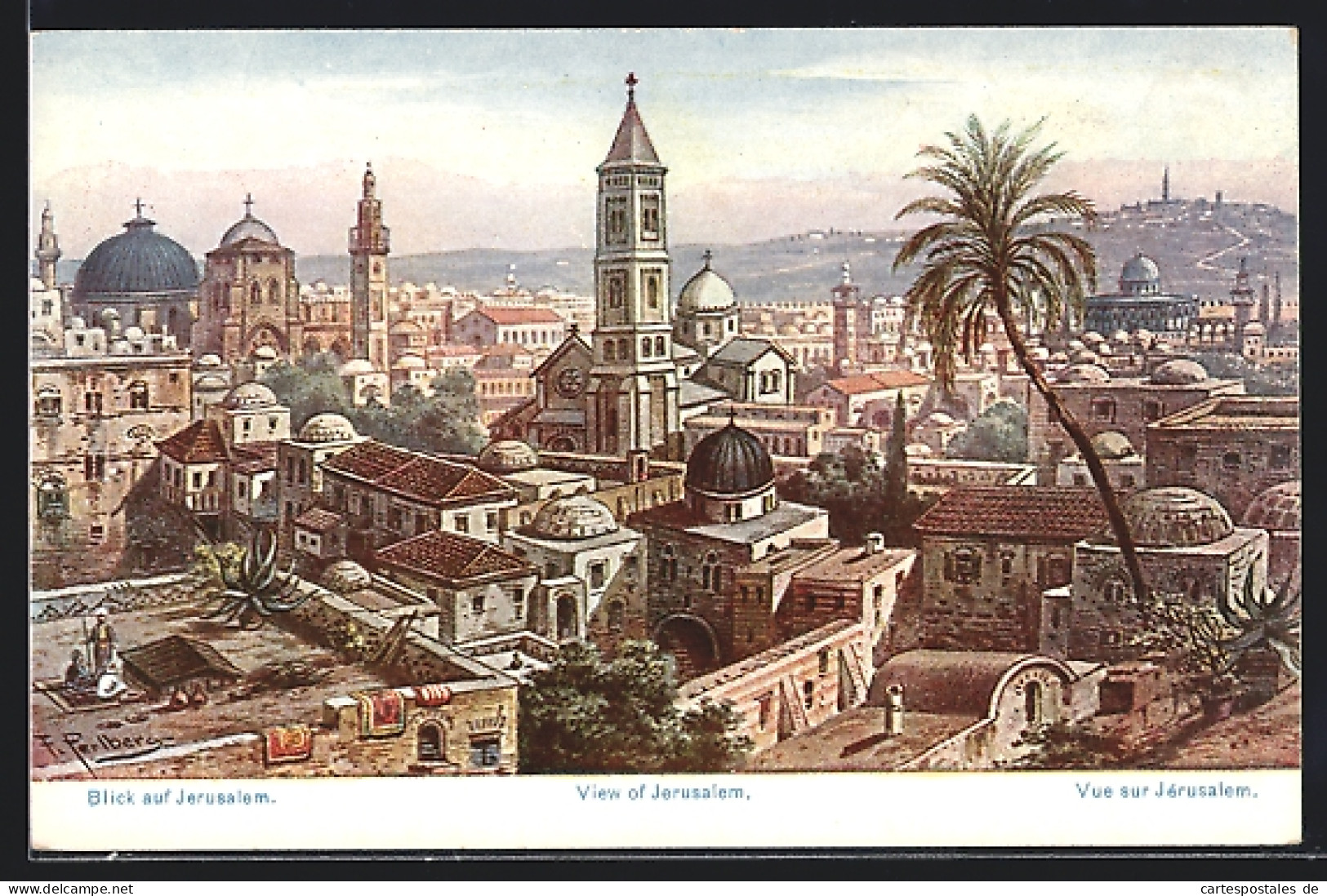 Künstler-AK Friedrich Perlberg: Jerusalem, Vue Générale  - Perlberg, F.
