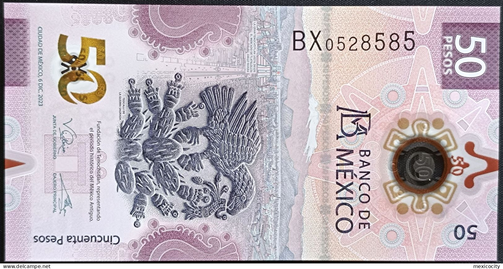 MEXICO $50 ! SERIES BX 6-DEC-2023 DATE ! Victoria Rod. Sign. AXOLOTL POLYMER NOTE Mint BU Crisp Read Descr. For Notes - Mexico