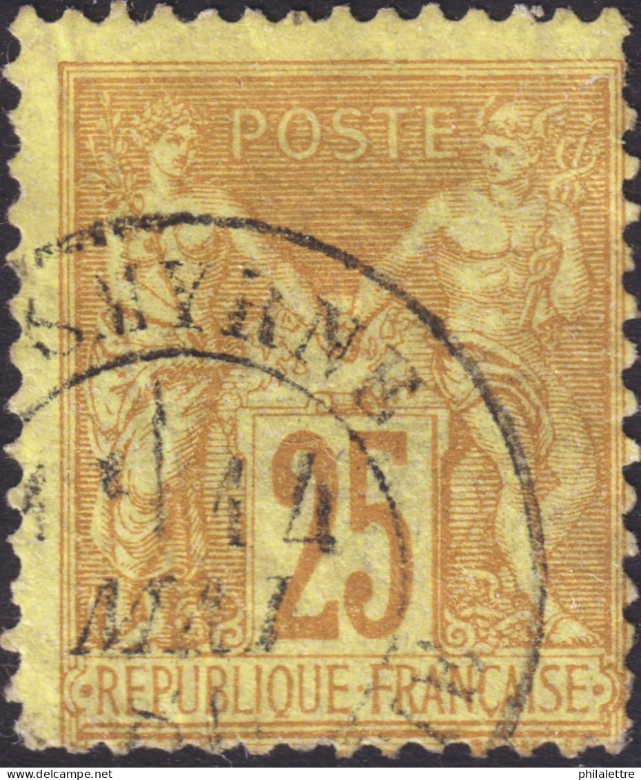 FRANCE / TURQUIE - 1881 (14 Mai) TàD T.17 "SMYRNE / TURQUIE D'ASIE" Sur Yv.92 25c Bistre/jaune Sage T.II - B/TB - 1876-1898 Sage (Type II)