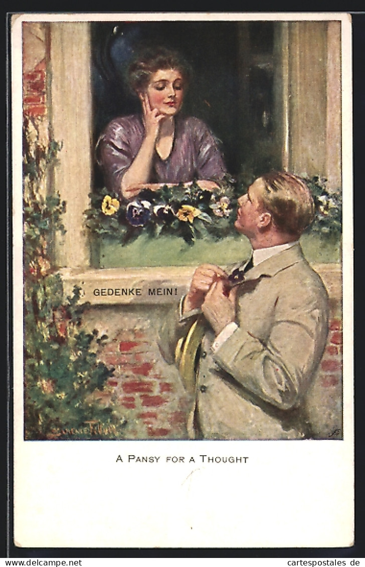 Künstler-AK Clarence F. Underwood: A Pansy For A Thought  - Underwood, Clarence F.