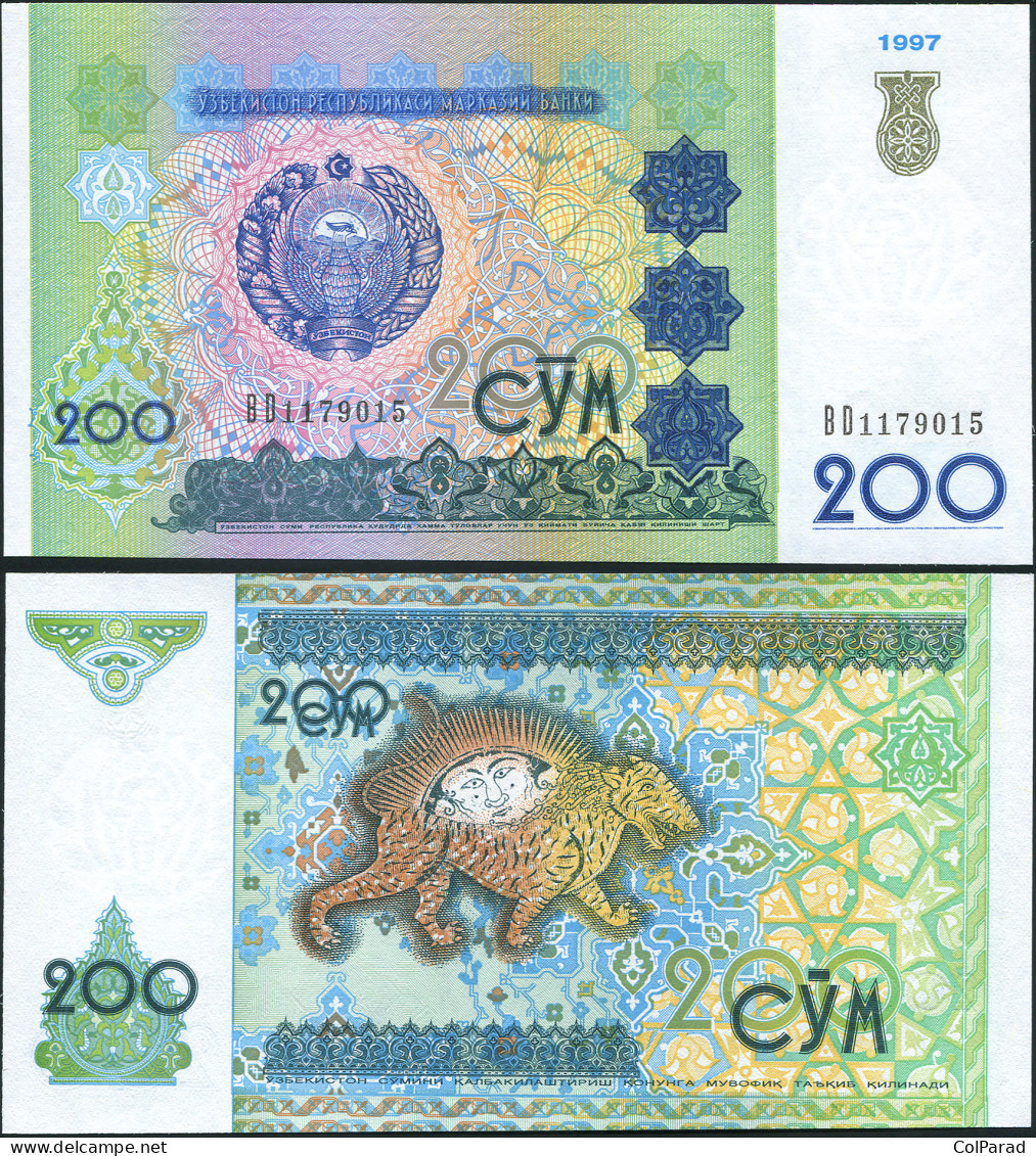 UZBEKISTAN 200 SOM - 1997 - Unc - P.80a Paper Banknote - Uzbekistan