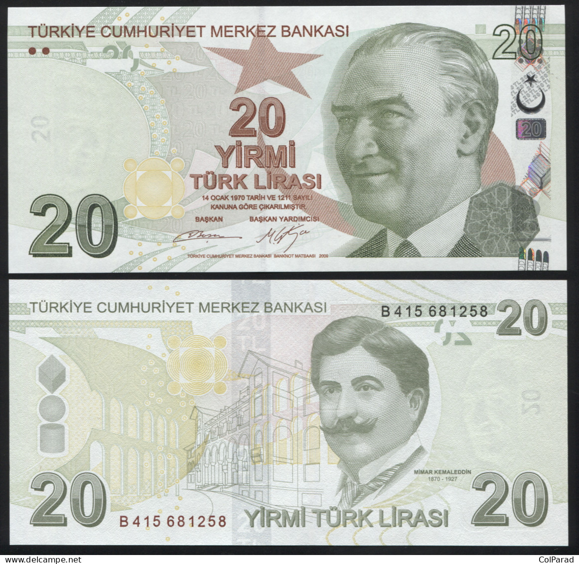 TURKEY 20 TÜRK LIRASI - 2009 (2012) - Paper Unc - P.224b Banknote - Turkey