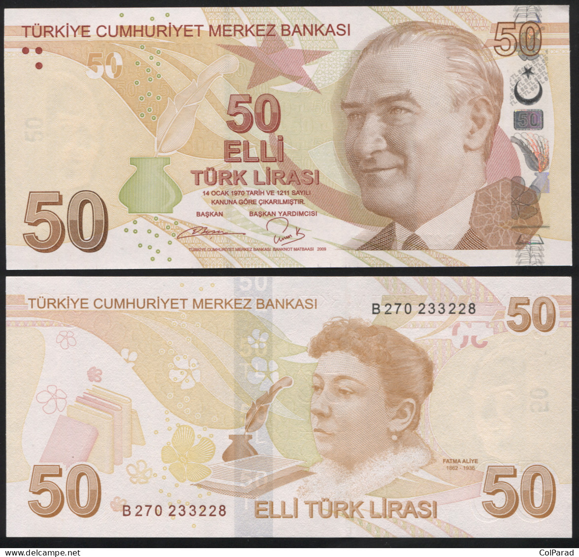 TURKEY 50 TÜRK LIRASI - 2009 (2013) - Paper Unc - P.225b Banknote - Turquie