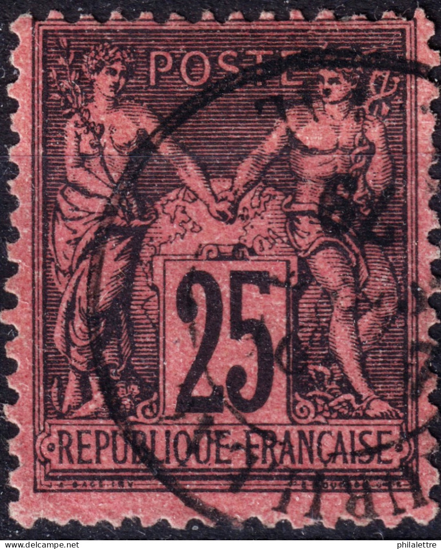 FRANCE - Yv.91 25c Noir/rouge Sage T.II - Obl. TB - 1876-1898 Sage (Type II)