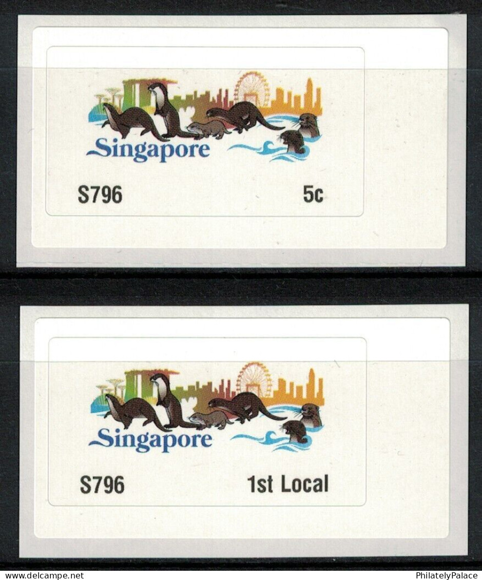 SINGAPORE 2024 OTTERS,AQATIC,ANIMAL,CARNIVOROUS, SAM FRAMA MACHINE, POSTAGE LABELS, 2 SET MNH (**) - Singapore (1959-...)