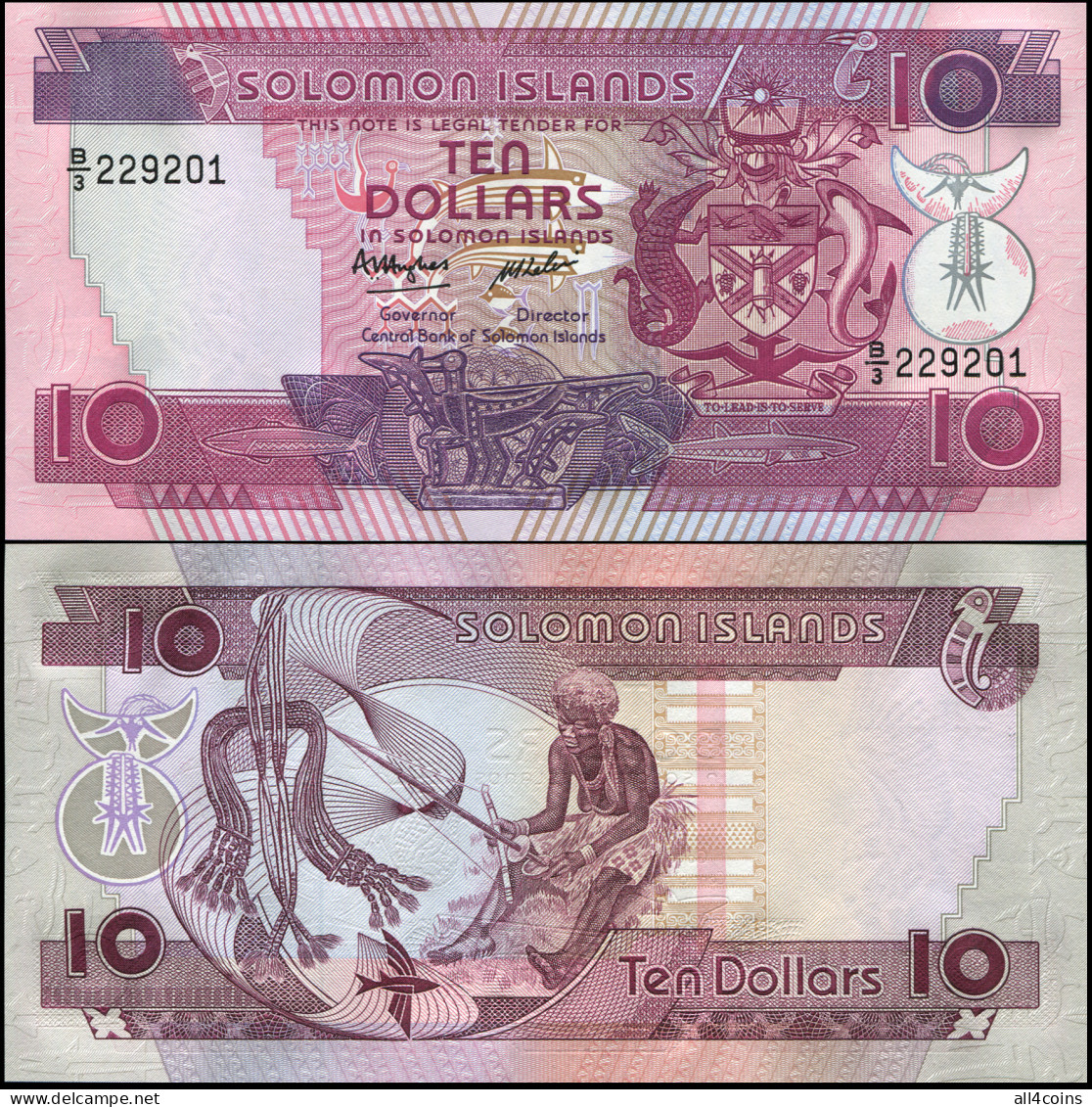Solomon Islands 10 Dollars. ND (1986) Unc. Banknote Cat# P.15a - Solomon Islands