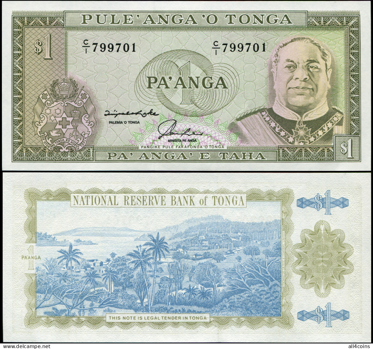 Tonga 1 Pa'anga. ND (1992) Unc. Banknote Cat# P.25a - Tonga