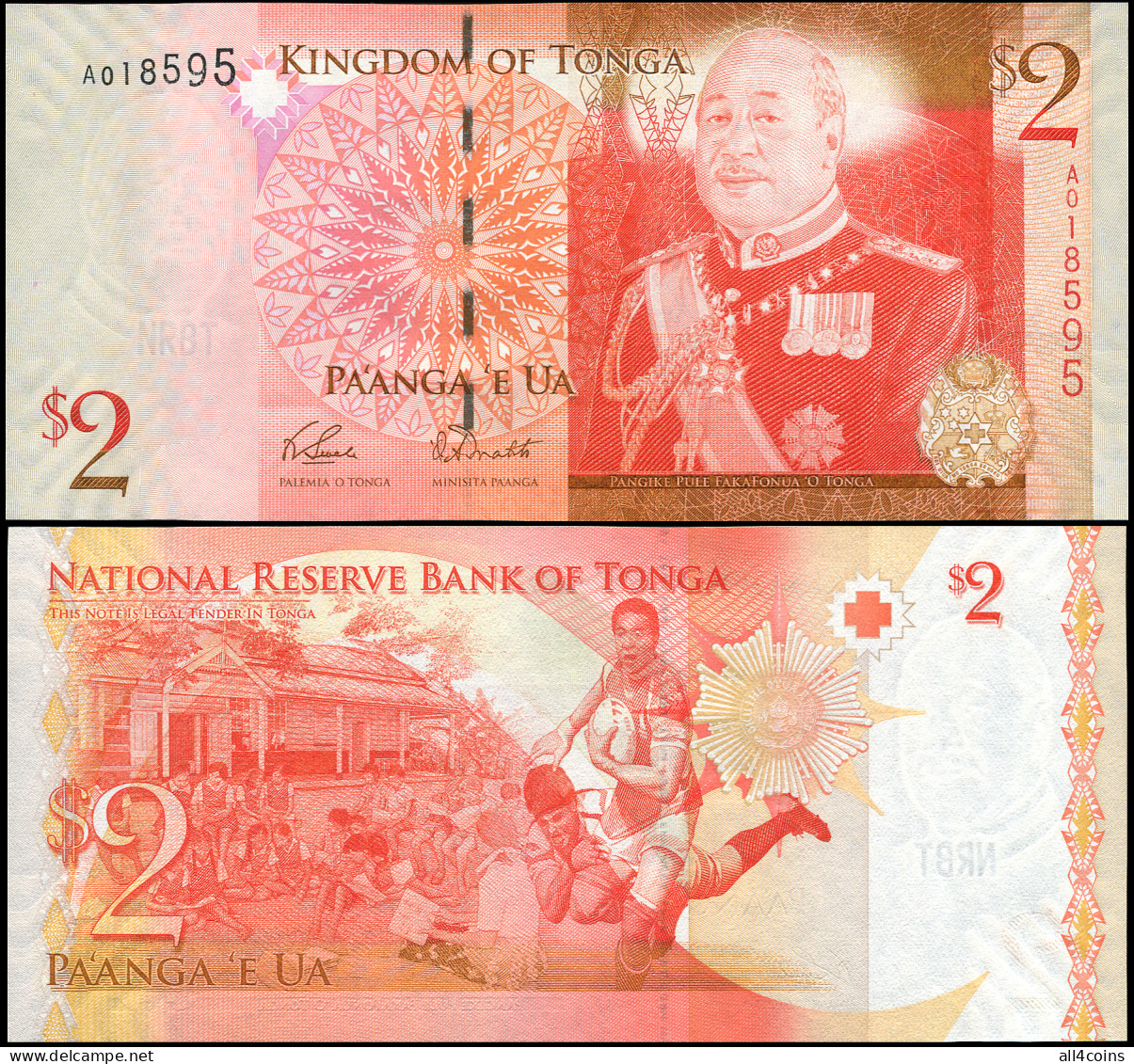 Tonga 2 Pa'anga. ND (2009) Unc. Banknote Cat# P.38a - Tonga