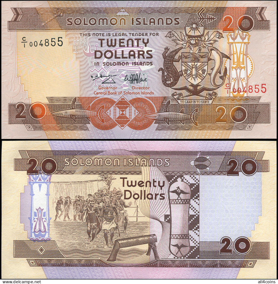 Solomon Islands 20 Dollars. ND (1997) Unc. Banknote Cat# P.21a - Isla Salomon