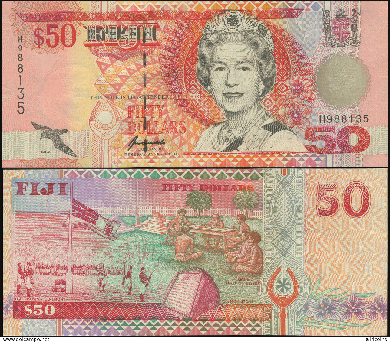 Fiji 50 Dollars. ND (1996) Paper Unc. Banknote Cat# P.100a - Figi