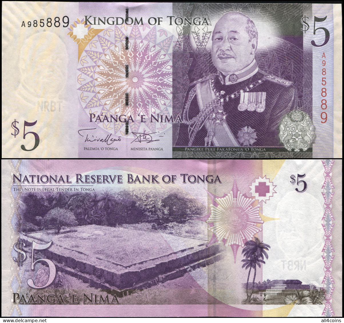 Tonga 5 Pa'anga. ND (2013) Unc. Banknote Cat# P.39b - Tonga