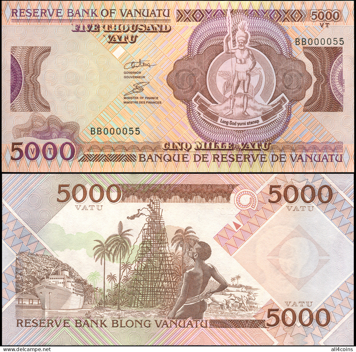 Vanuatu 5000 Vatu. ND (2006) Unc. Banknote Cat# P.15a - Vanuatu