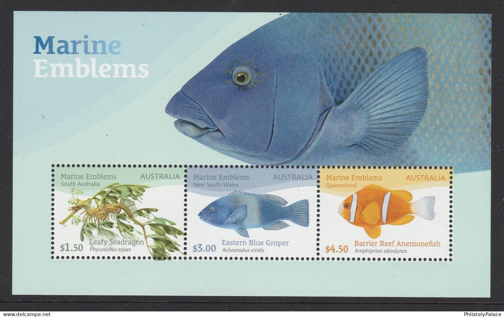 AUSTRALIA 2024 MARINE EMBLEMS,BARRIER REEF,FISH,EASTER BLUE GROPER,LEAFY SEADRAGON,MS MNH (**) - Ungebraucht