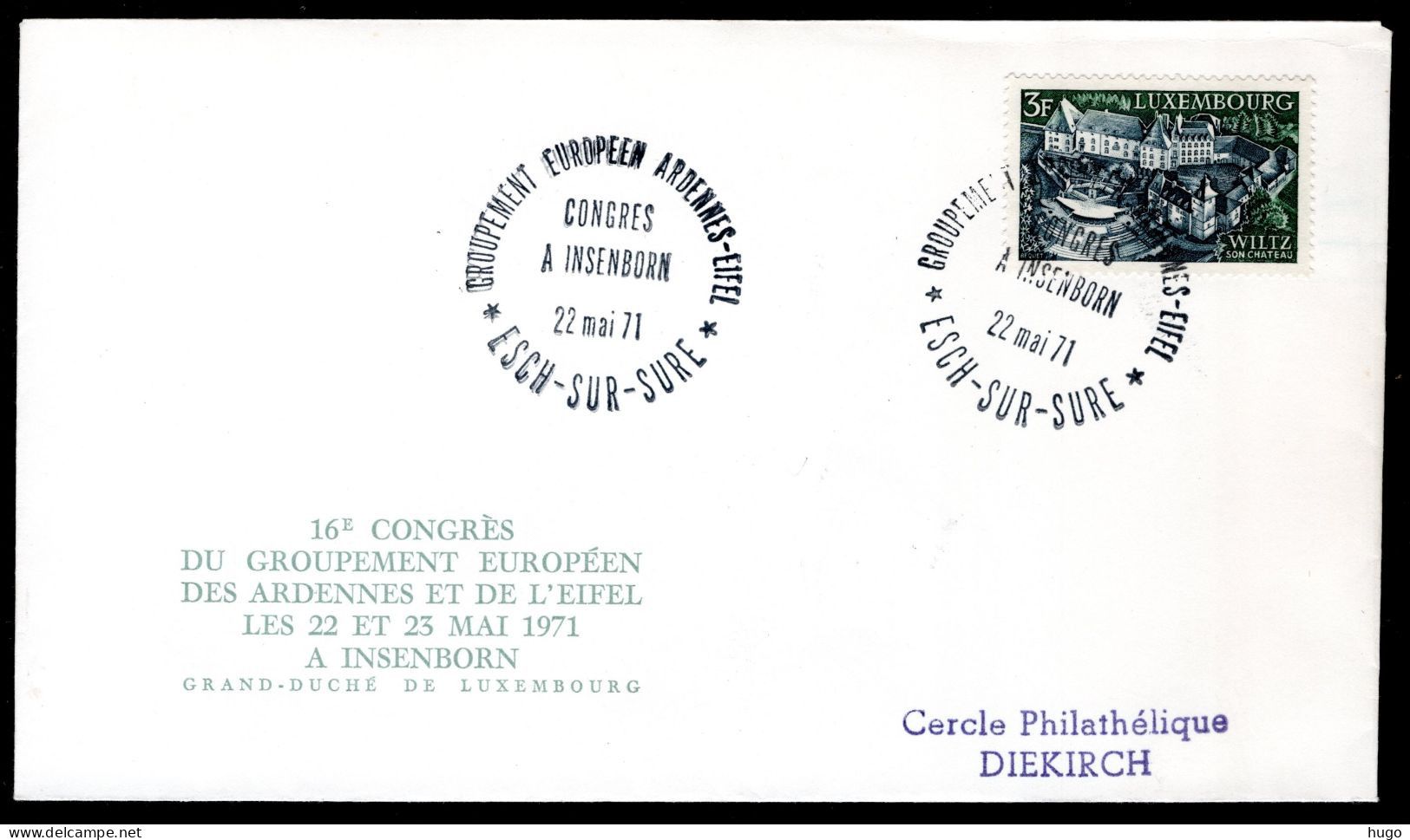 LUXEMBURG Yt. 16e Congres Du Groupement Européen 1971  - Storia Postale