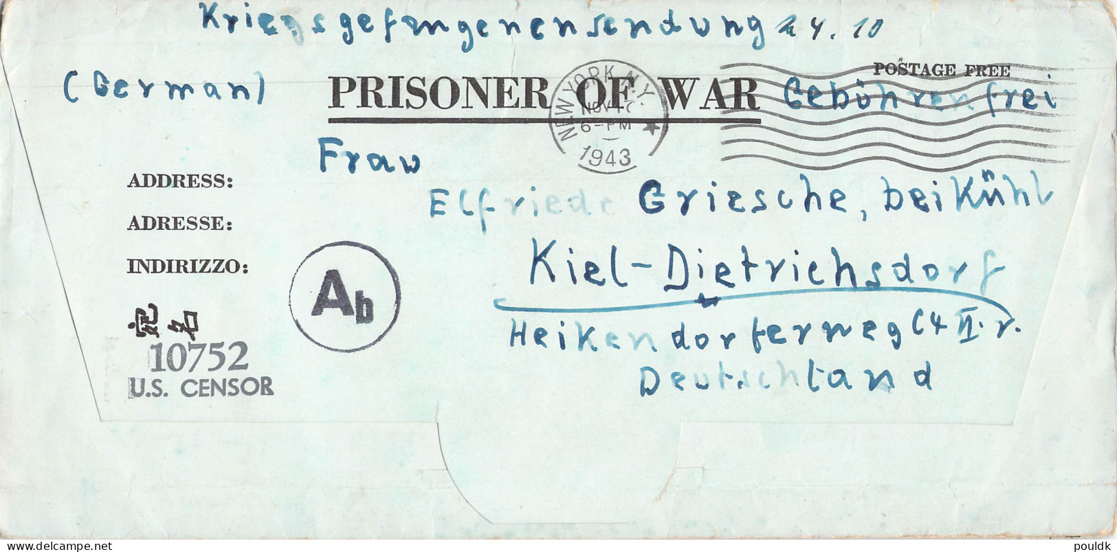 German Prisoner Of War Letter From USA, POW Camp Swift In Texas Signed 24.10.1943 - With Censorship Inside, Where - Militaria