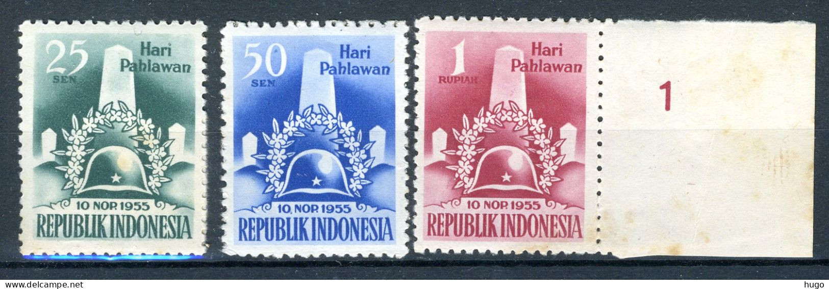 INDONESIE: ZB 154/156 MH 1955 Herdenking Dag Der Helden -1 - Indonésie