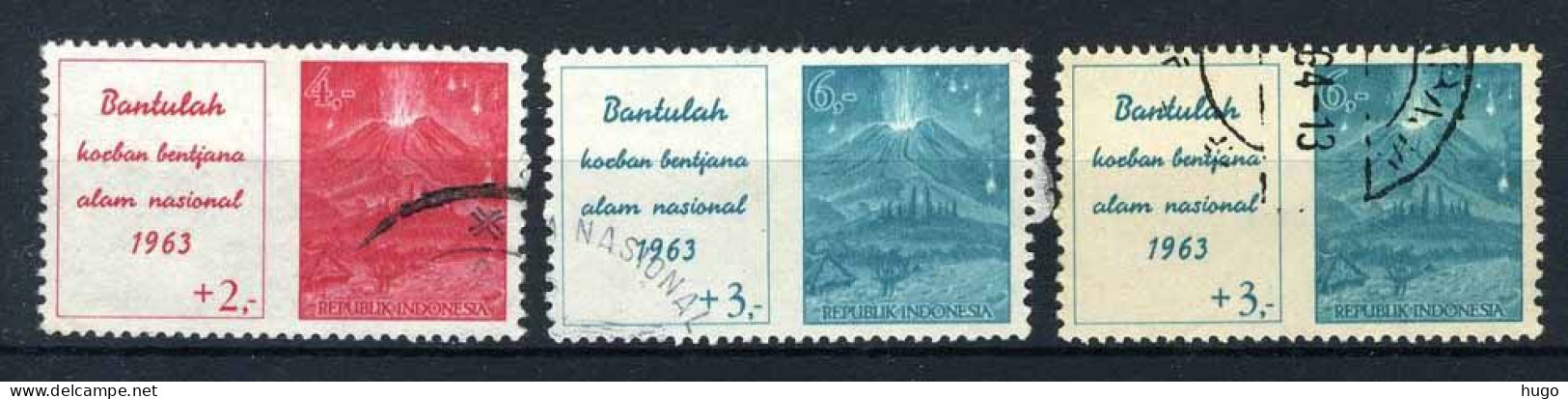 INDONESIE: ZB 406/407 Gestempeld 1963 - Slachtoffers Vulkaanuitbarsting Bali - Indonesia