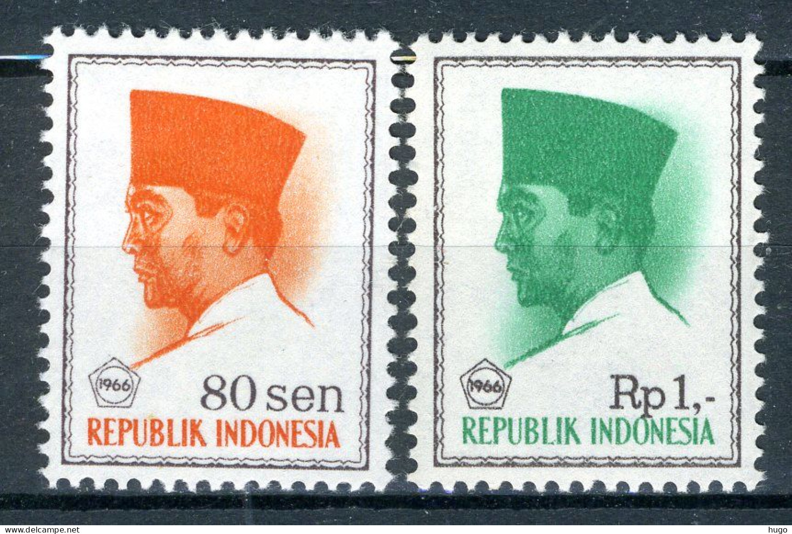INDONESIE: ZB 527/528 MNH 1966 President Soekarno 1966 In Vijfhoek -2 - Indonesien