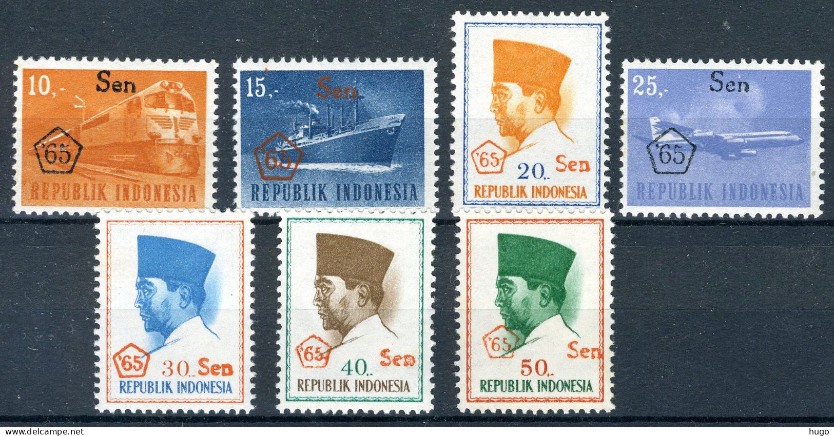 INDONESIE: ZB 502/508 MNH 1965 Frankeerzegels Opdruk In Vijfhoek -2 - Indonesien