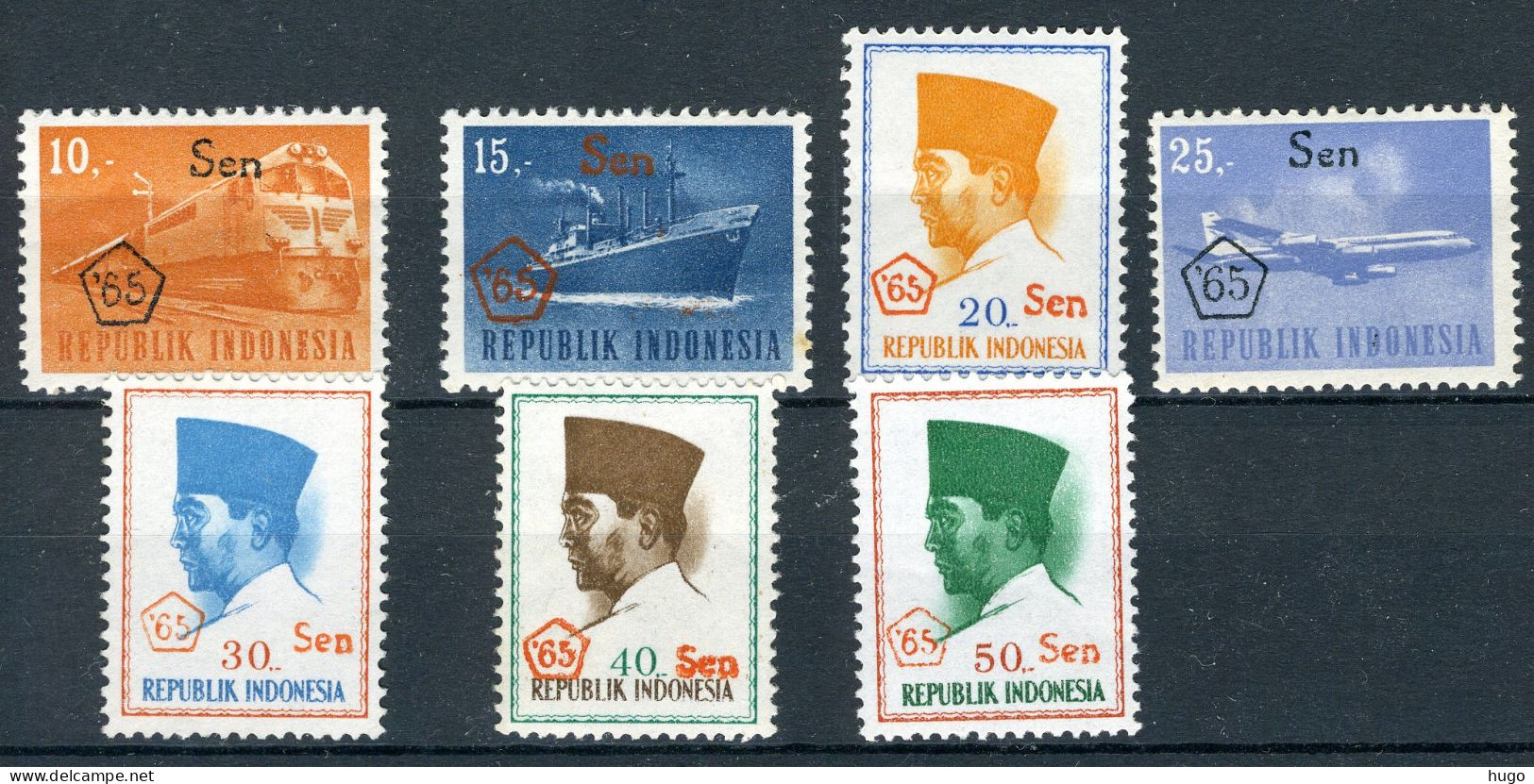 INDONESIE: ZB 502/508 MNH 1965 Frankeerzegels Opdruk In Vijfhoek -1 - Indonesien