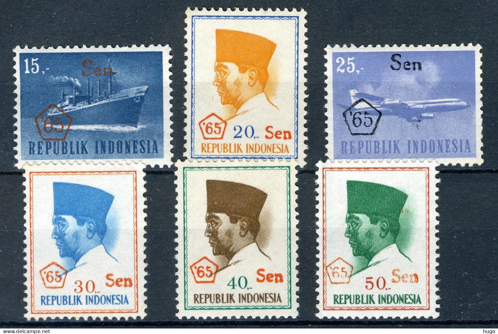 INDONESIE: ZB 503/508 MNH 1965 Frankeerzegels Opdruk In Vijfhoek -1 - Indonesien