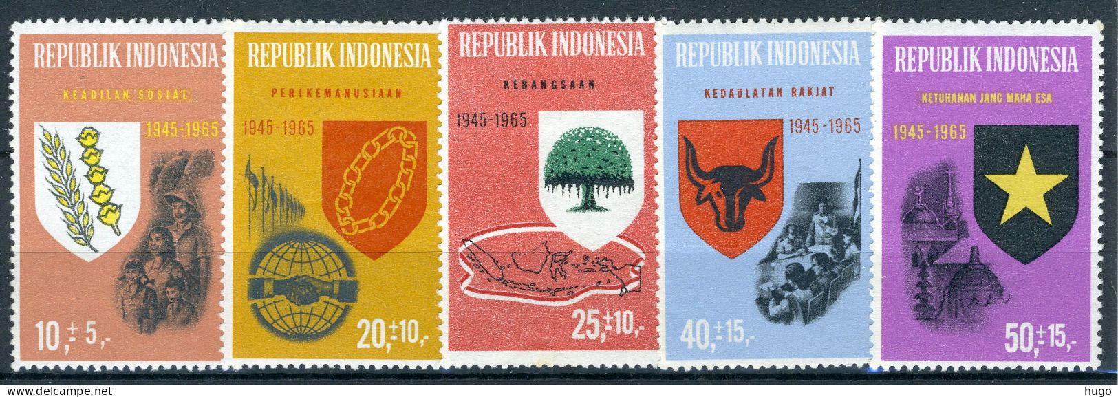 INDONESIE: ZB 489/493 MH 1965 20ste Verjaardag Onafhankelijkheid - Indonesien