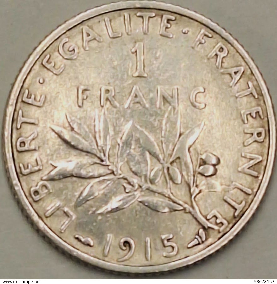 France - Franc 1915, KM# 844.1, Silver (#4059) - 1 Franc