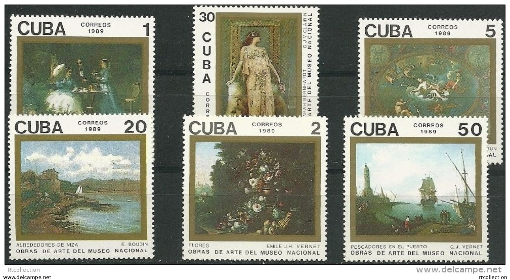 Cuba 1989 Art Paintings Painting National Museums Museum Fishermen In Port Stamps MNH Sc 3173-3178 Michel 3336-3341 - Neufs