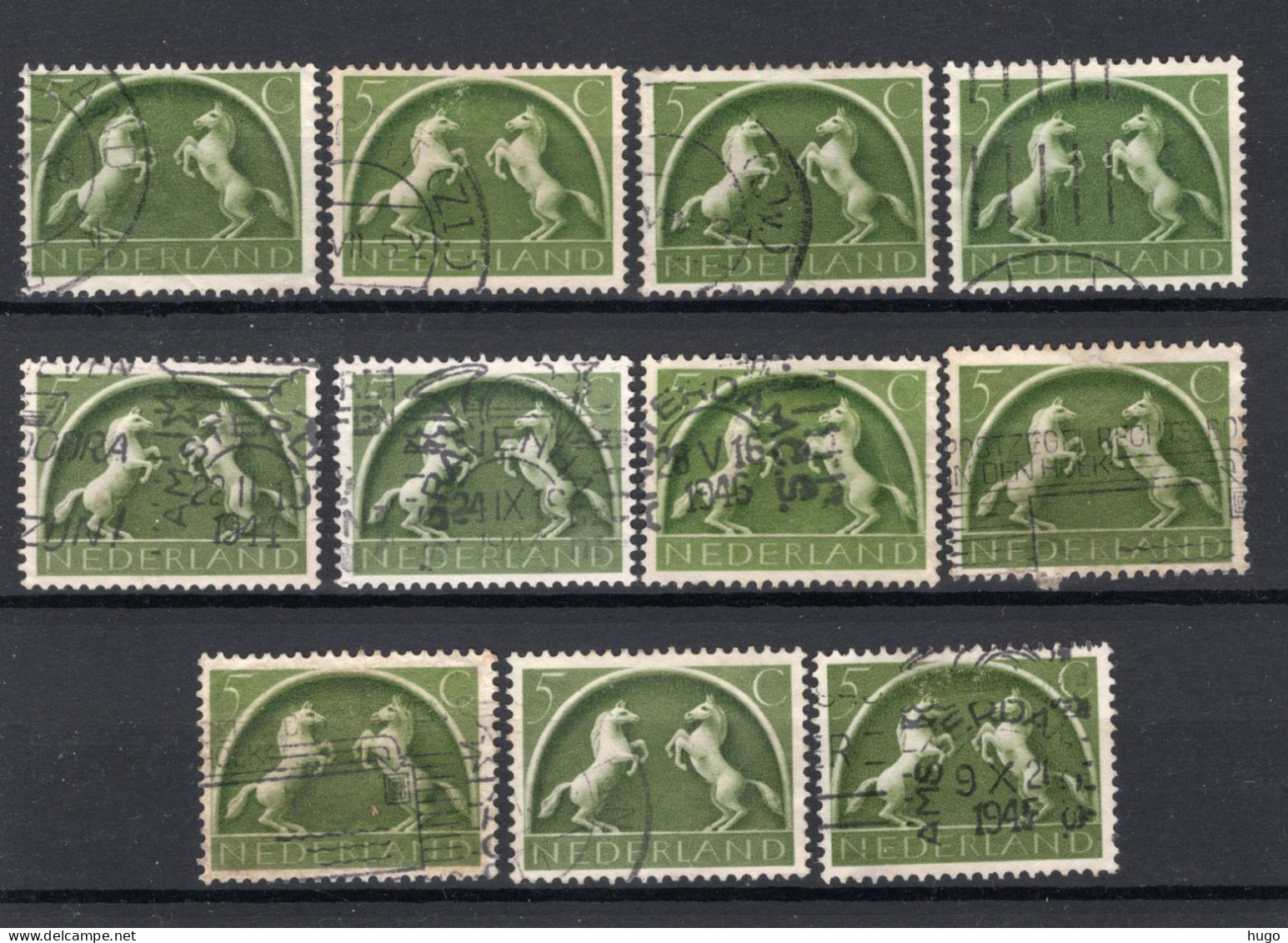 NEDERLAND 411 Gestempeld 1943-1944 - Germaanse Symbolen (11 Stuks) - Oblitérés