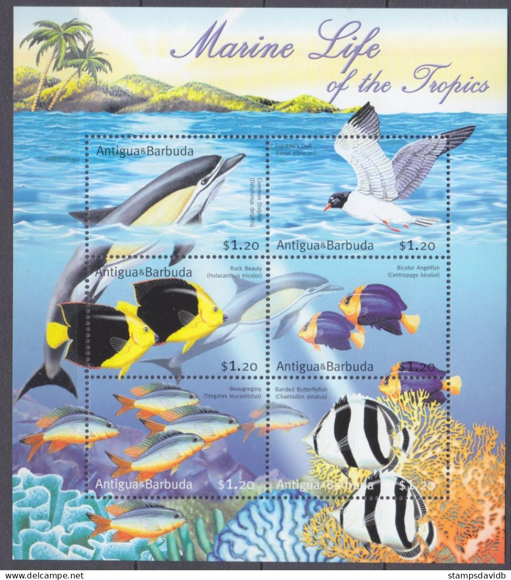 2001 Antigua And Barbuda 3459-3464KL Marine Fauna - Dolphins 8,00 € - Delfines