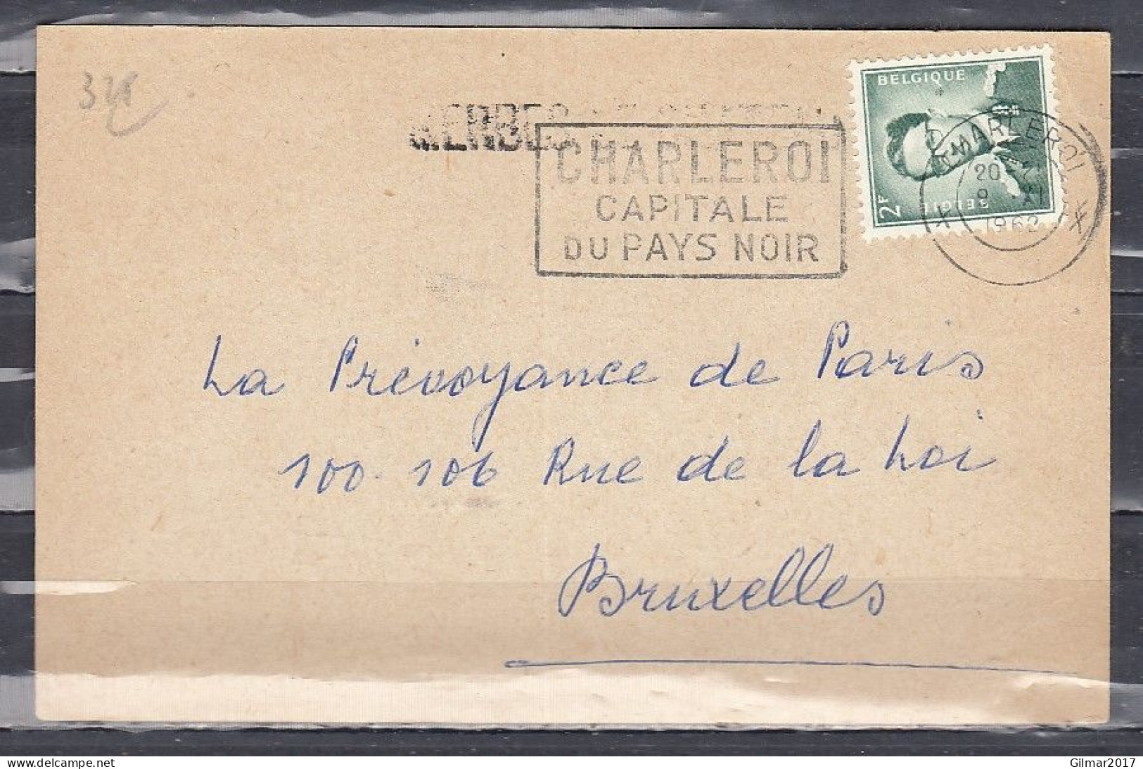 Kaart Van Charleroi X Naar Bruxelles Met Langstempel Merbes Le Chateau - Linear Postmarks