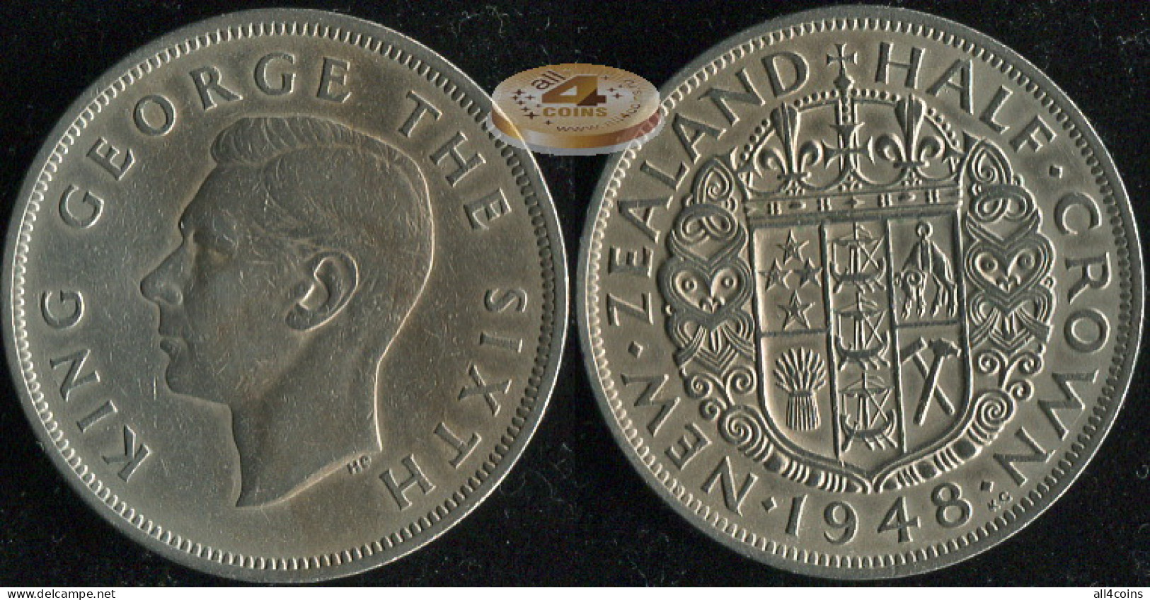 New Zealand 1/2 Crown. 1948 (Coin KM#19. XF/XF ) - New Zealand