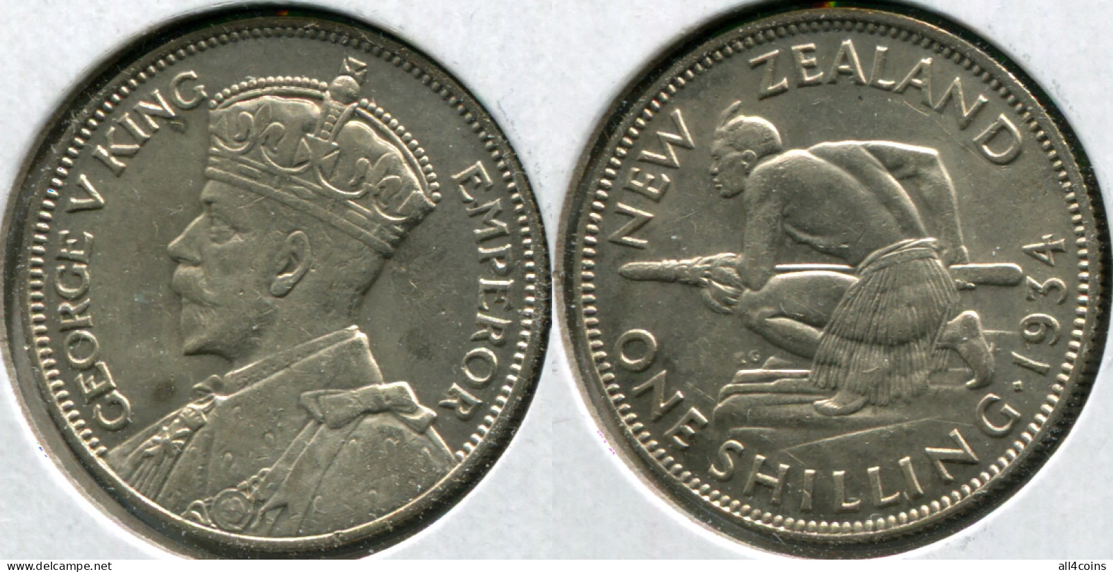 New Zealand 1 Shilling. 1934 (Silver. Coin KM#3. AUnc) - Nieuw-Zeeland
