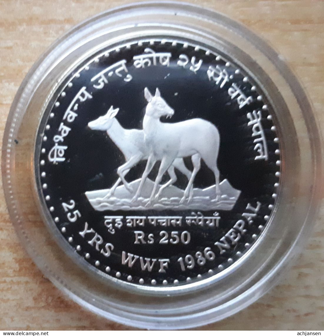 Nepal, 250 Rupees 1986 - Silver Proof - Népal