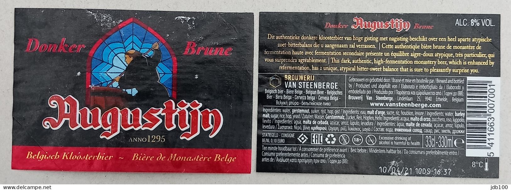 Bier Etiket (g6b), étiquette De Bière, Beer Label, Augustijn Donker Brune Brouwerij Van Steenberge - Cerveza