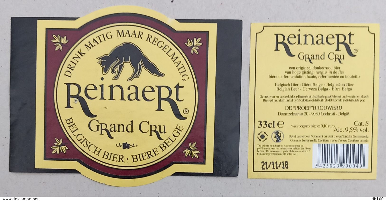 Bier Etiket (h1a), étiquette De Bière, Beer Label, Reinaert Grand Cru Brouwerij De Proefbrouwerij - Cerveza