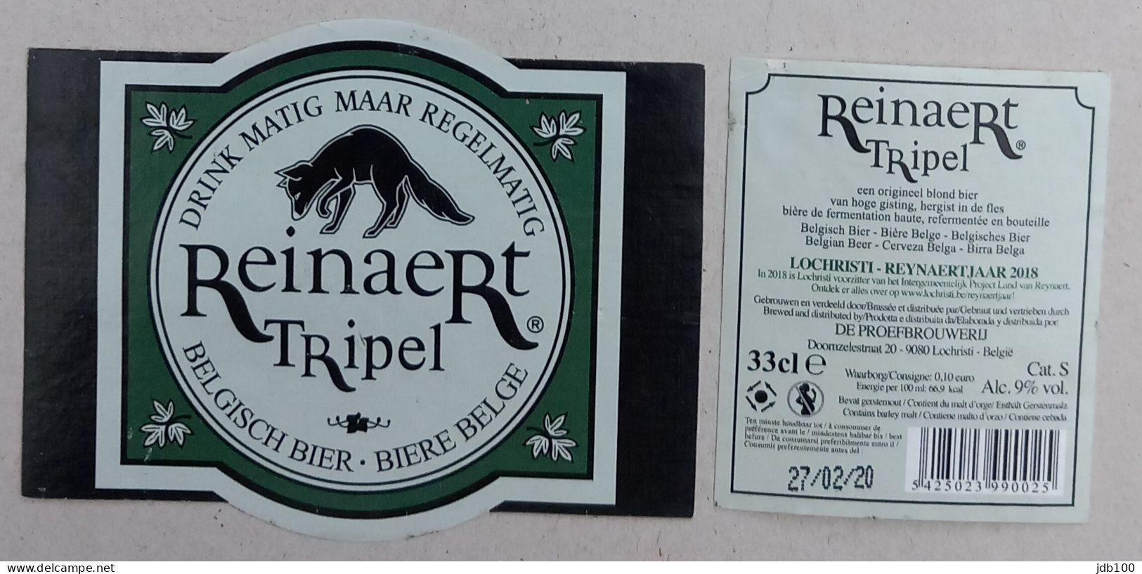 Bier Etiket (h1b), étiquette De Bière, Beer Label, Reinaert Tripel Brouwerij De Proefbrouwerij - Cerveza