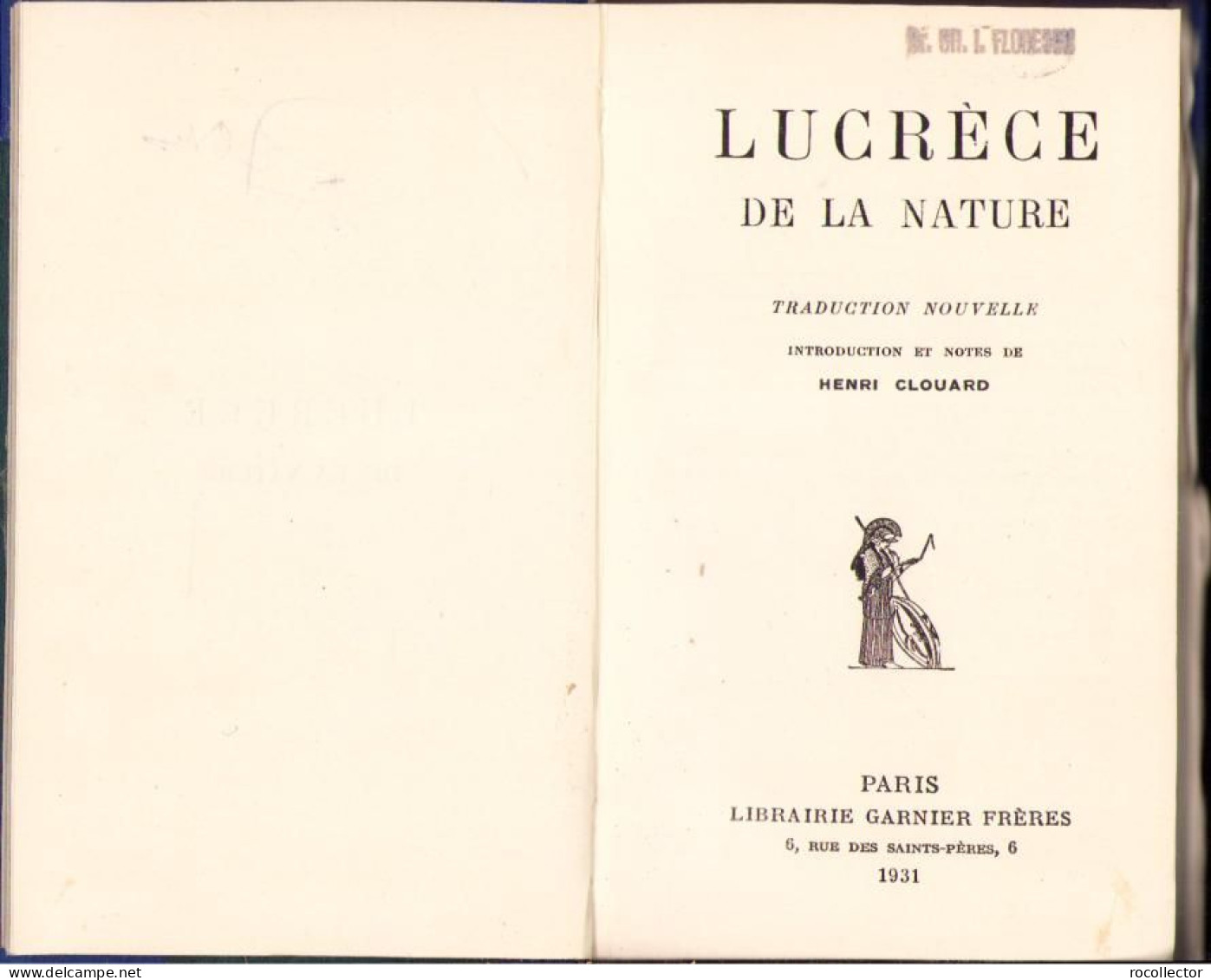 Lucrece De La Nature De Titus Lucretius Carus, 1931 C1689 - Alte Bücher