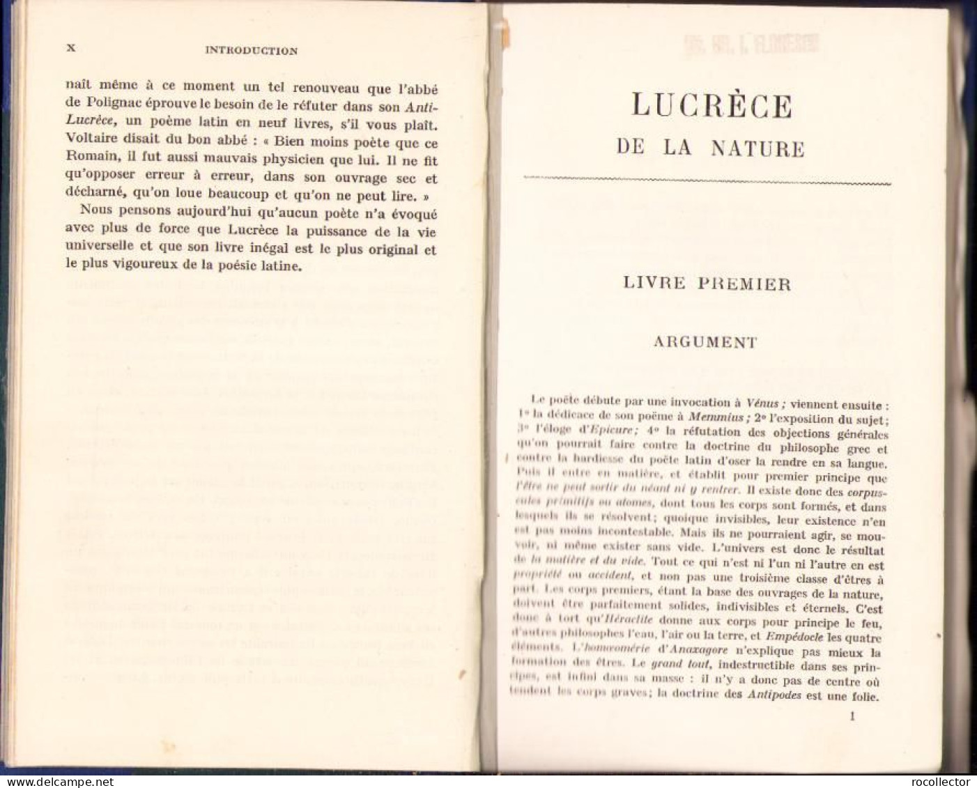 Lucrece De La Nature De Titus Lucretius Carus, 1931 C1689 - Old Books