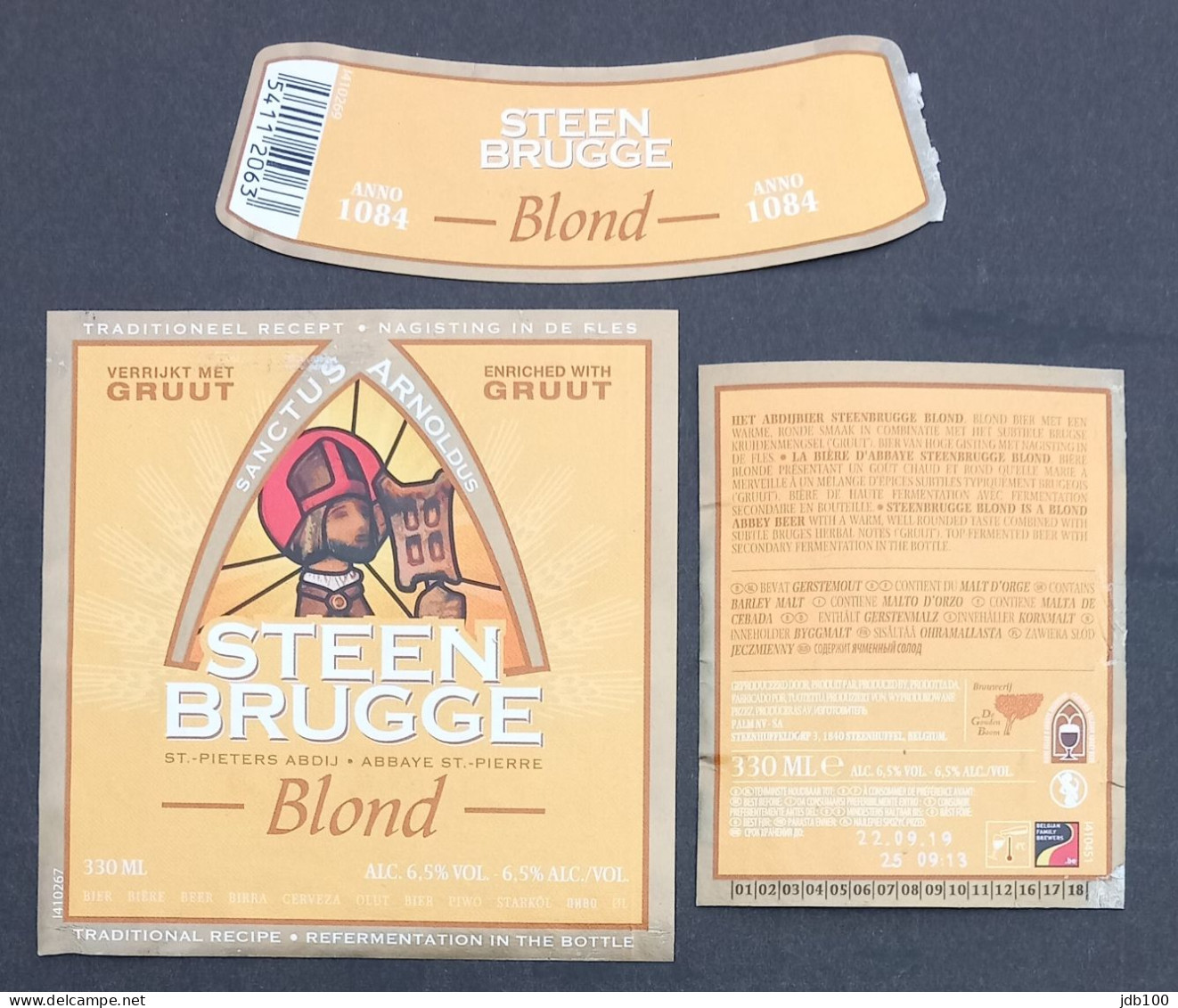Bier Etiket (h5a), étiquette De Bière, Beer Label, Steenbrugge Blond Brouwerij Palm - Cerveza