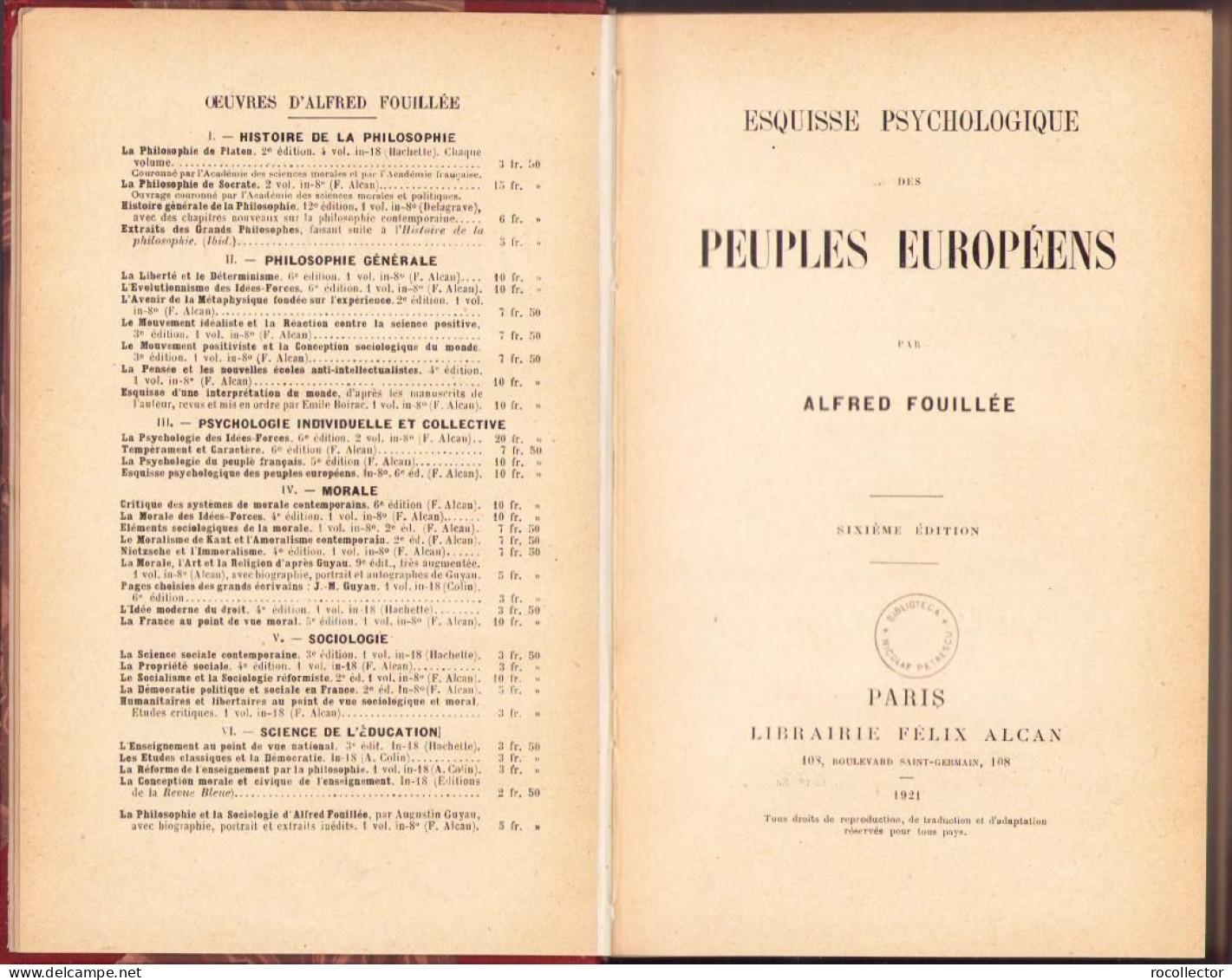 Esquisse Psychologique Des Peuples Europeens Par Alfred Fouillée, 1921, Paris C1648 - Livres Anciens