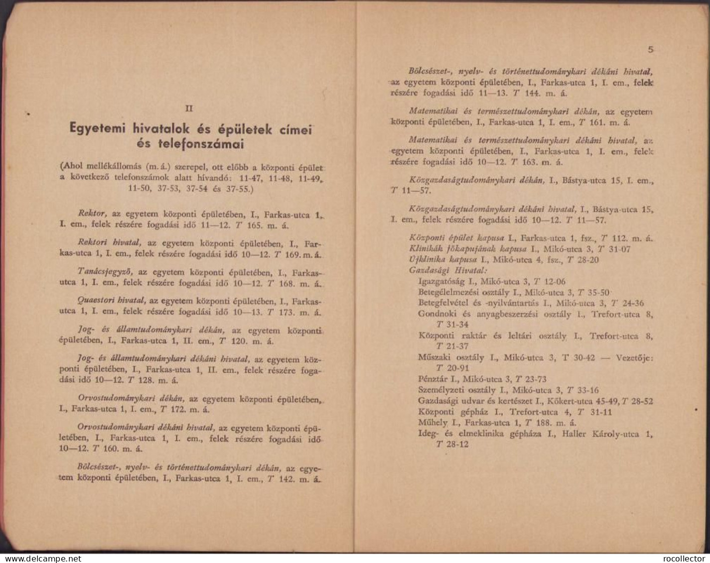 A Magyar Király Ferenc József-Tudományegyetem Tanrendje Az 1943-44 Tanév, II Resz Kolozsvar 1944 C1629 - Alte Bücher