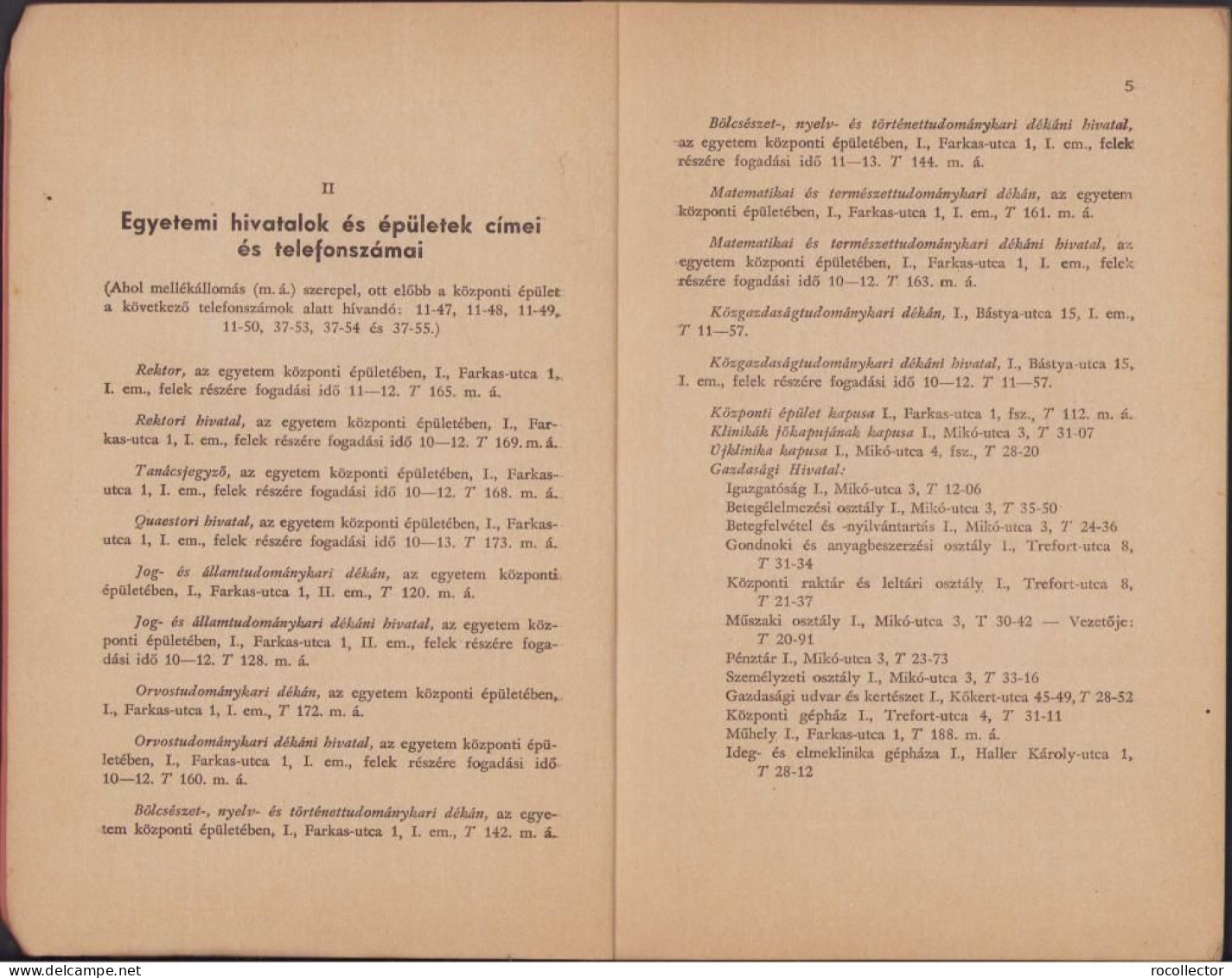 A Magyar Király Ferenc József-Tudományegyetem Tanrendje Az 1943-44 Tanév, II Resz Kolozsvar 1944 C1629 - Libri Vecchi E Da Collezione