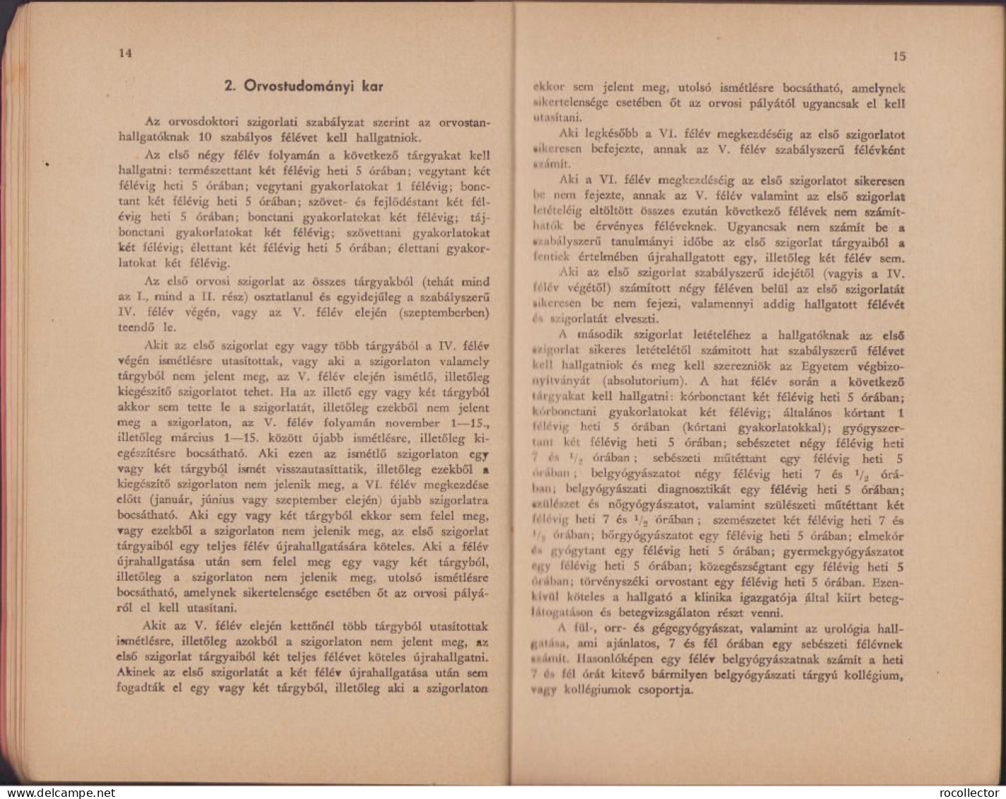 A magyar király Ferenc József-Tudományegyetem tanrendje az 1943-44 tanév, II resz Kolozsvar 1944 C1629