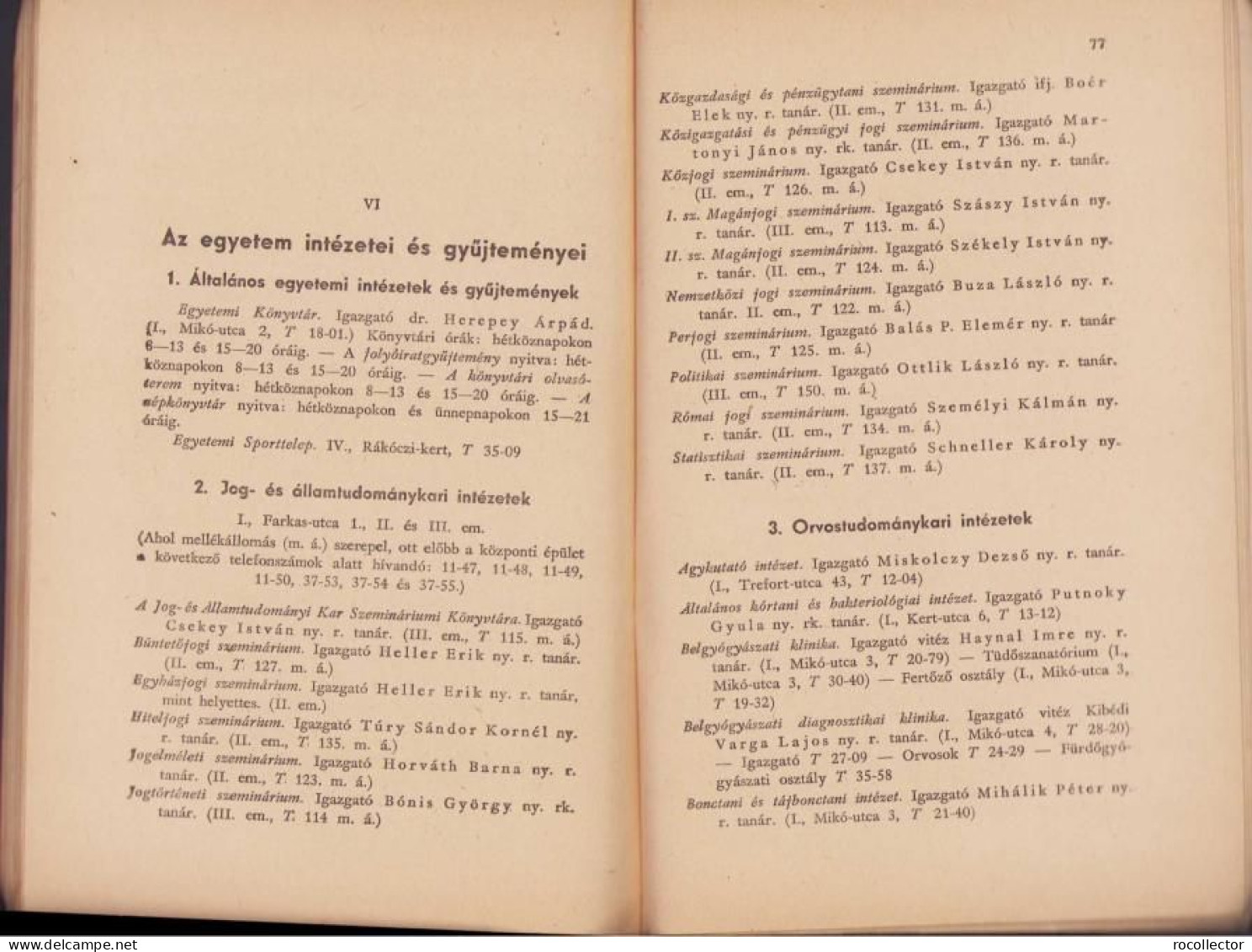 A magyar király Ferenc József-Tudományegyetem tanrendje az 1943-44 tanév, II resz Kolozsvar 1944 C1629