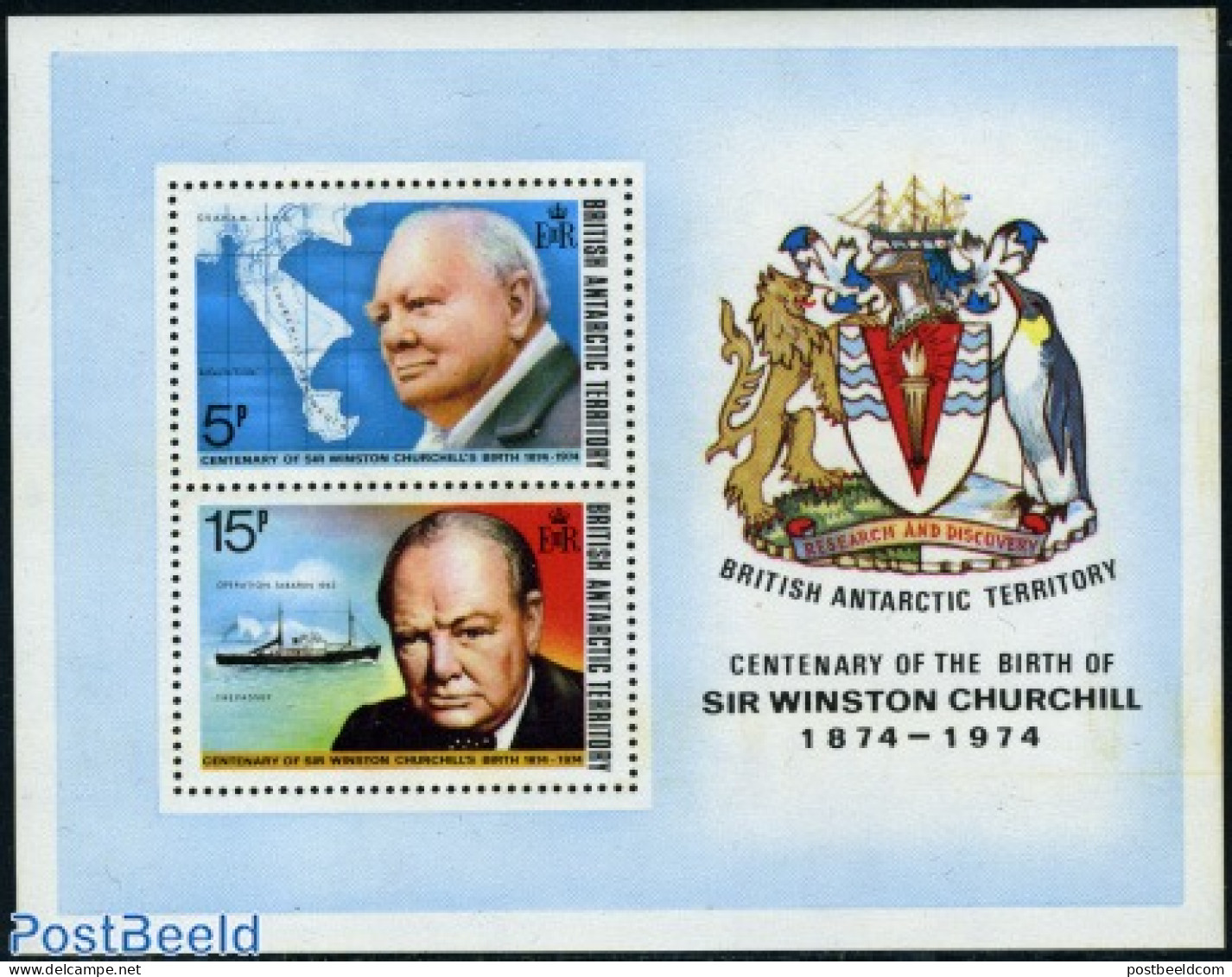 British Antarctica 1974 Sir Winston Churchill S/s, Mint NH, History - Transport - Various - Churchill - Ships And Boat.. - Sir Winston Churchill
