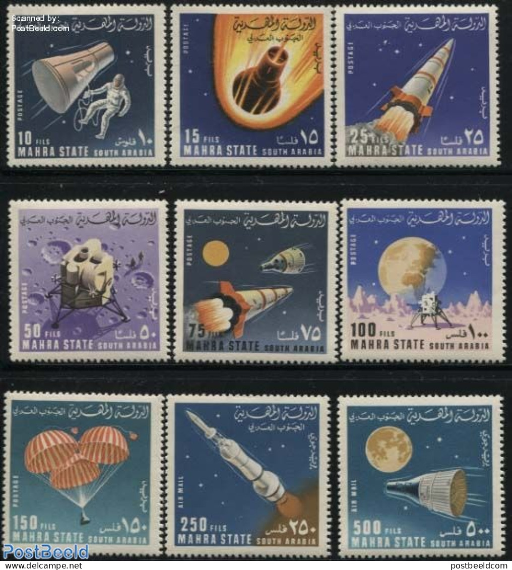 Aden 1967 Mahra, Space 9v, Mint NH, Transport - Space Exploration - Aden (1854-1963)